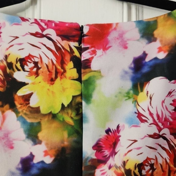 Carmen Marc Valvo Rainbow Multicolor Floral Cocktail Bodycon Bandage Dress S - Picture 5 of 7